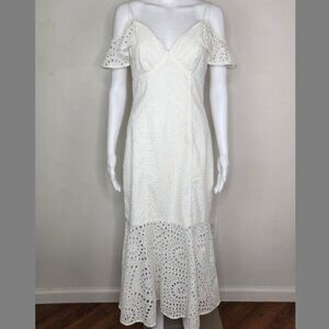 Yumi Kim Off the Shoulder Mermaid Silhouette Eyelet Maxi Dress Small